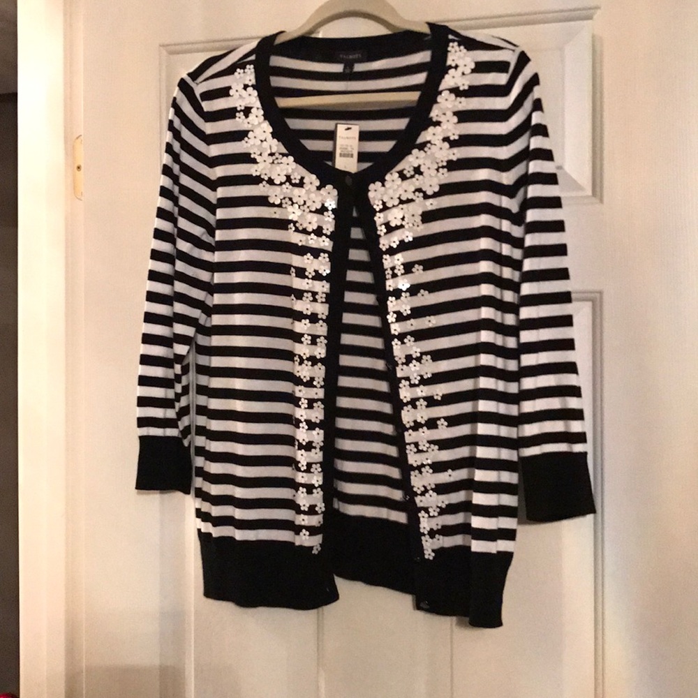 NWT Talbots Cardigan with Flowers.